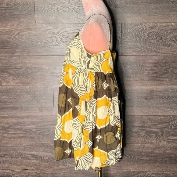 Chaudry KC Mid Century Modern Mini Babydoll/Sundress, Cream/Brown/Gold-Large-NWT - Picture 6 of 13